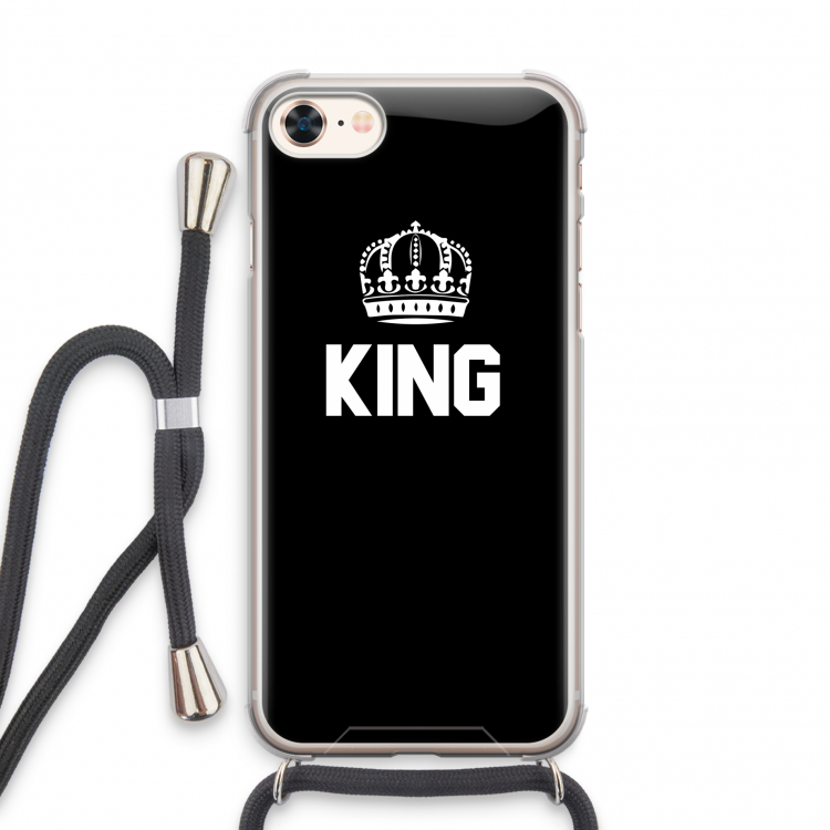 King zwart: iPhone 7 Transparant Hoesje met koord