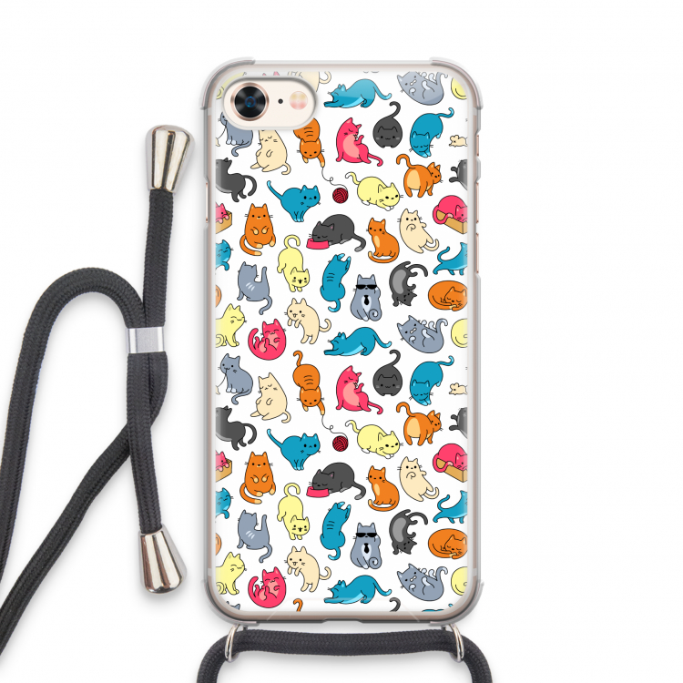 Kleurrijke katten: iPhone 7 Transparant Hoesje met koord