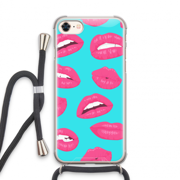 Bite my lip: iPhone 7 Transparant Hoesje met koord