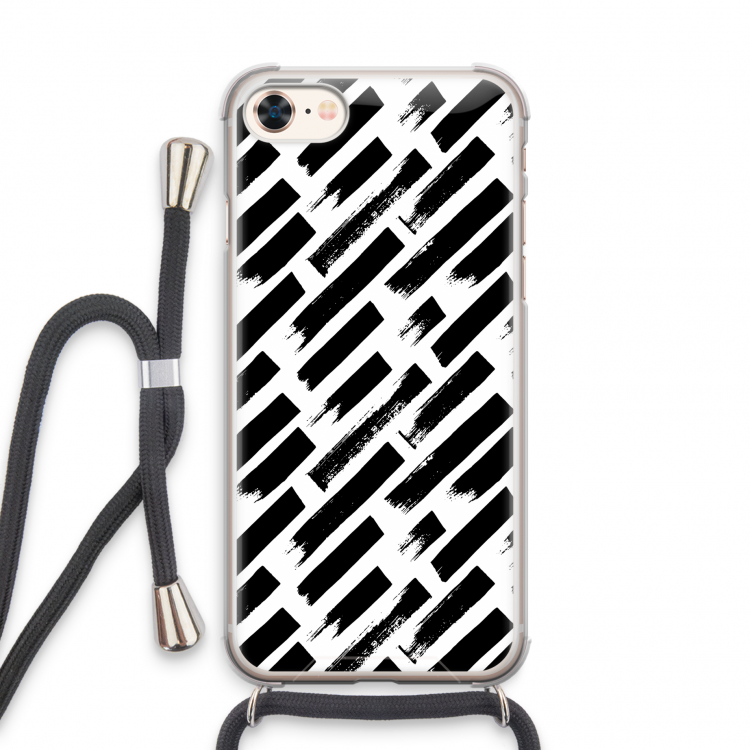 Zwarte vegen: iPhone 7 Transparant Hoesje met koord