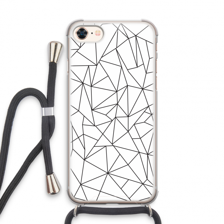 Geometrische lijnen zwart: iPhone 7 Transparant Hoesje met koord