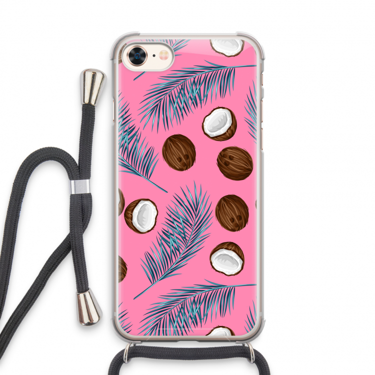 Kokosnoot roze: iPhone 7 Transparant Hoesje met koord