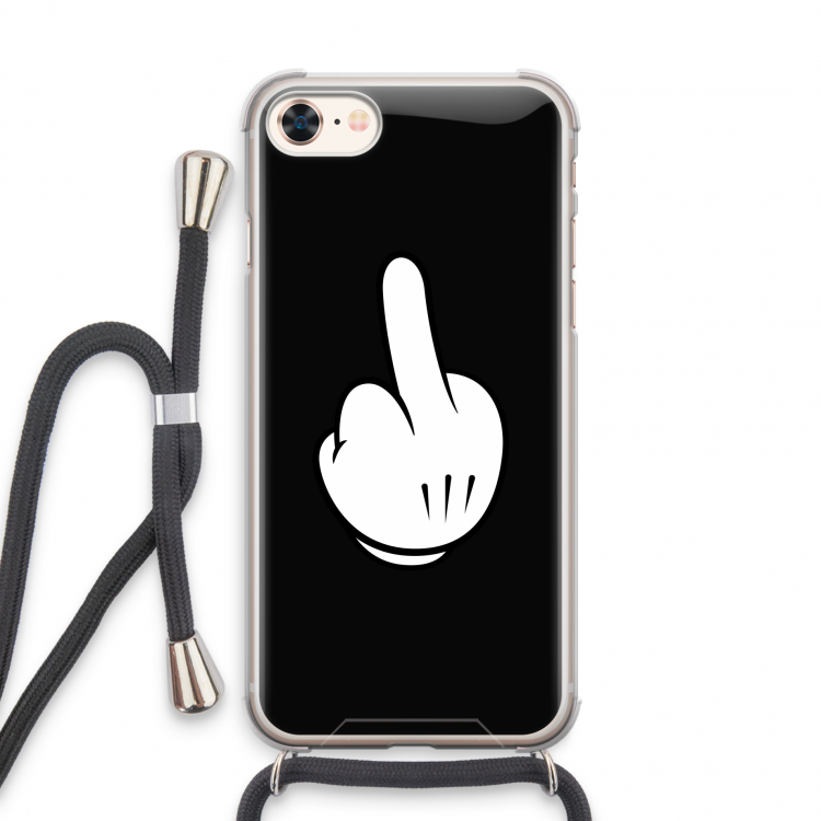 Middle finger black: iPhone 7 Transparant Hoesje met koord