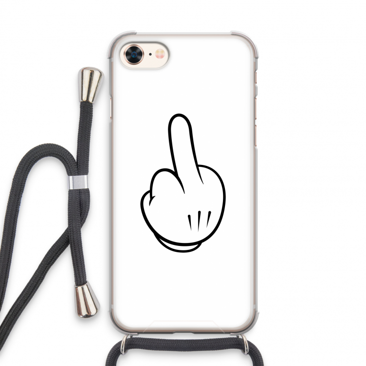 Middle finger white: iPhone 7 Transparant Hoesje met koord