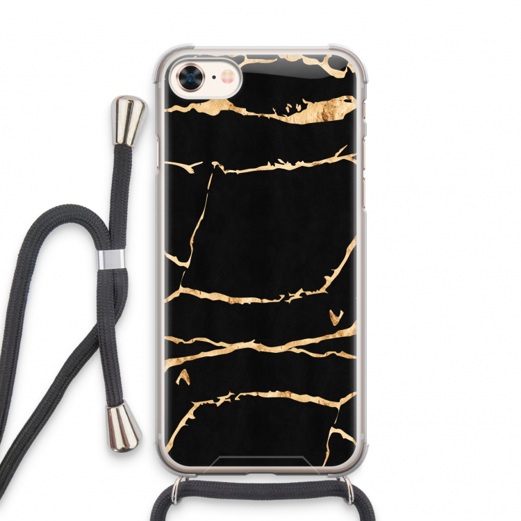 Gouden marmer: iPhone 7 Transparant Hoesje met koord
