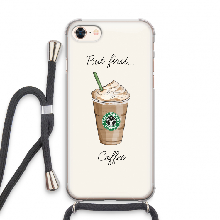 But first coffee: iPhone 7 Transparant Hoesje met koord