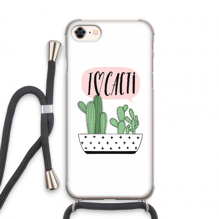 I love cacti: iPhone 7 Transparant Hoesje met koord