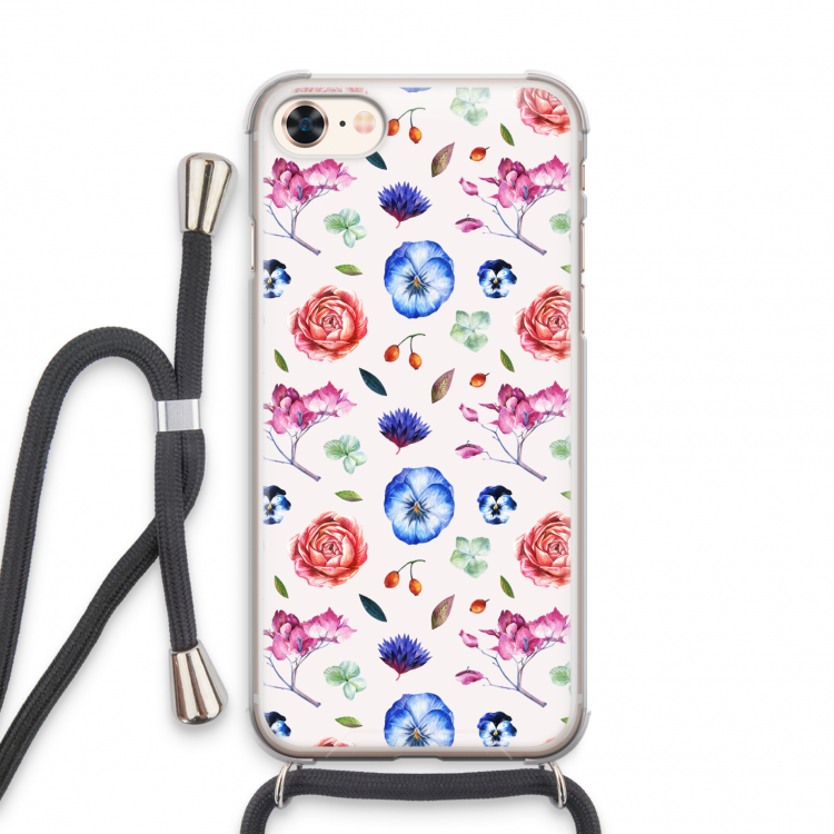 Bloemetjes: iPhone 7 Transparant Hoesje met koord
