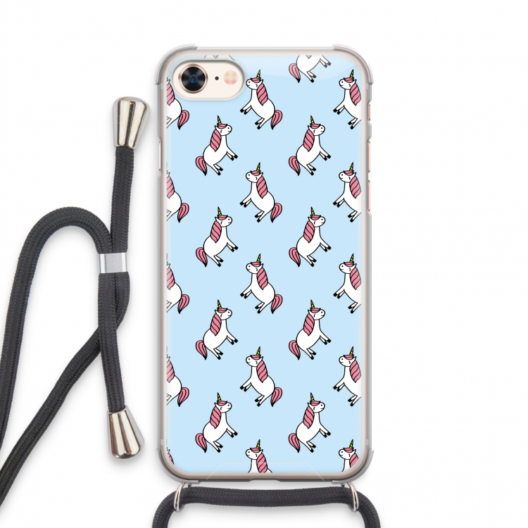 Eenhoorns overal: iPhone 7 Transparant Hoesje met koord