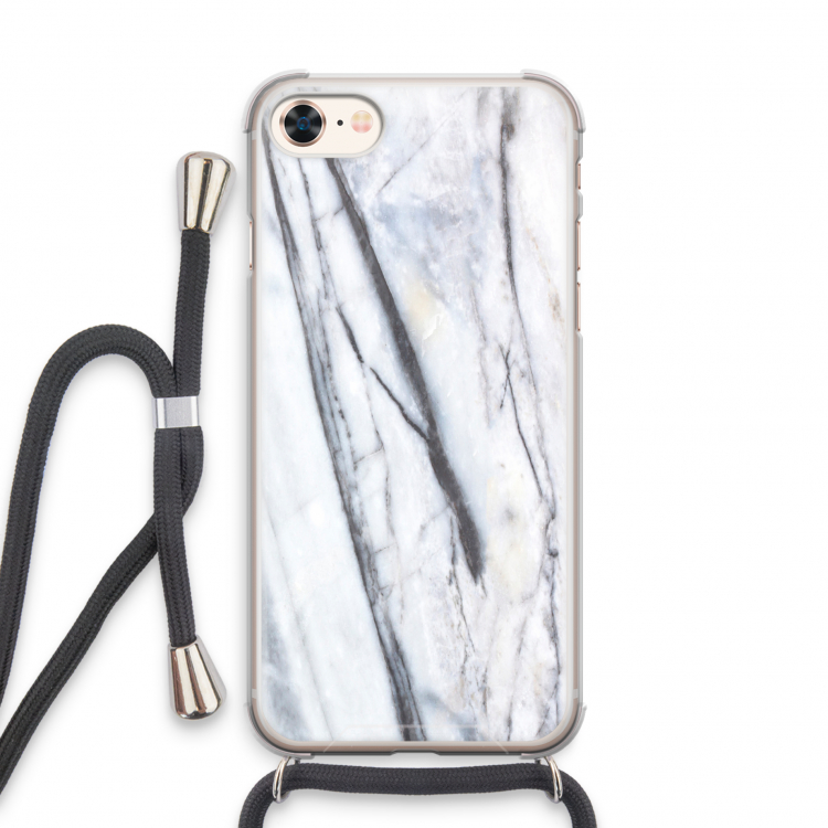 Gestreepte marmer: iPhone 7 Transparant Hoesje met koord