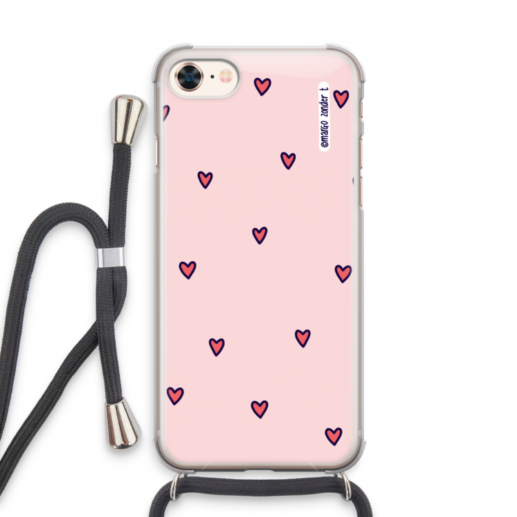 Hartjes: iPhone 7 Transparant Hoesje met koord