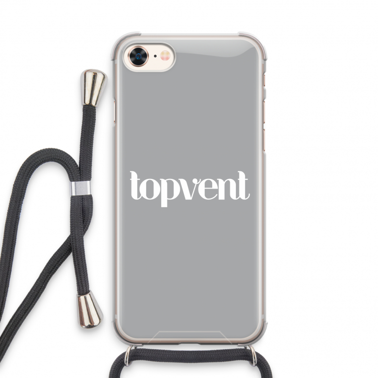 Topvent Grijs Wit: iPhone 7 Transparant Hoesje met koord