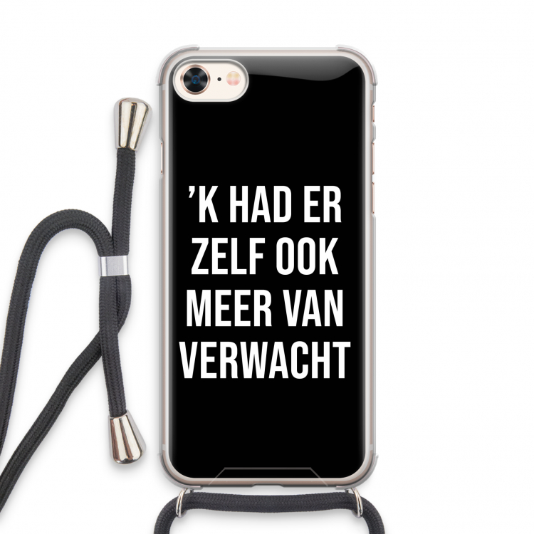 Meer verwacht - Zwart: iPhone 7 Transparant Hoesje met koord