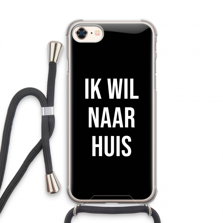 Ik wil naar huis - Zwart: iPhone 7 Transparant Hoesje met koord
