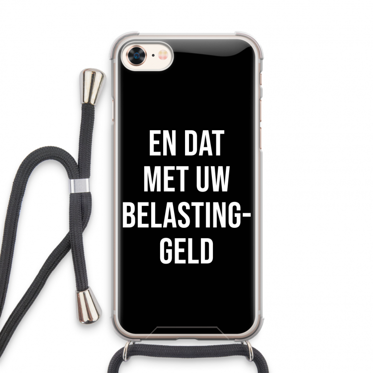 Belastinggeld - Zwart: iPhone 7 Transparant Hoesje met koord