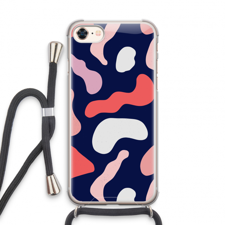 Memphis Shapes Pink: iPhone 7 Transparant Hoesje met koord