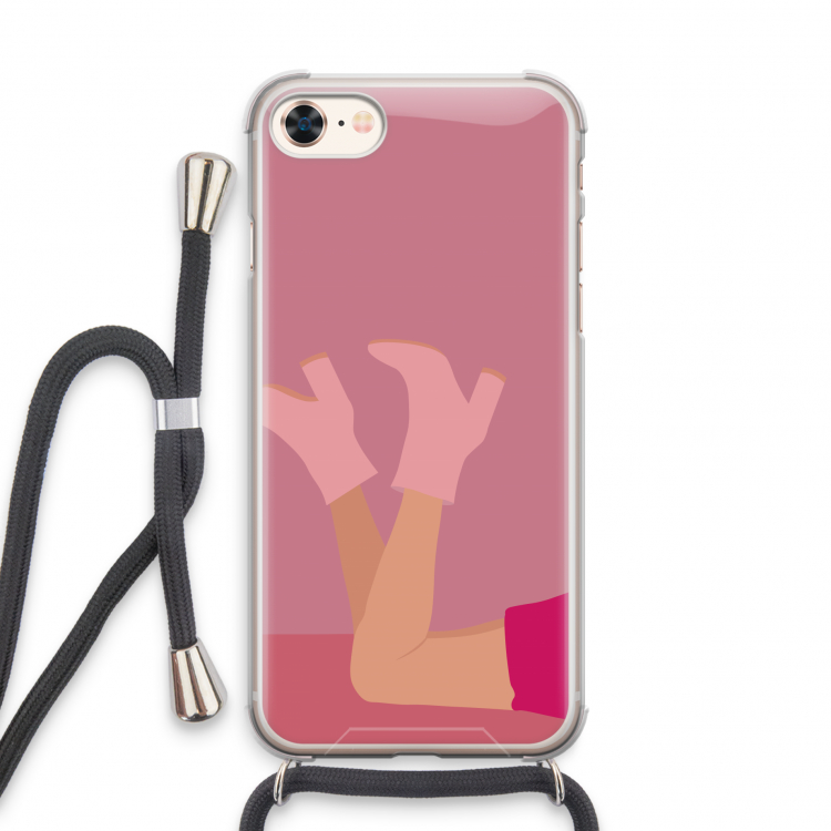 Pink boots: iPhone 7 Transparant Hoesje met koord