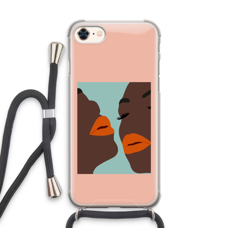 Orange lips: iPhone 7 Transparant Hoesje met koord