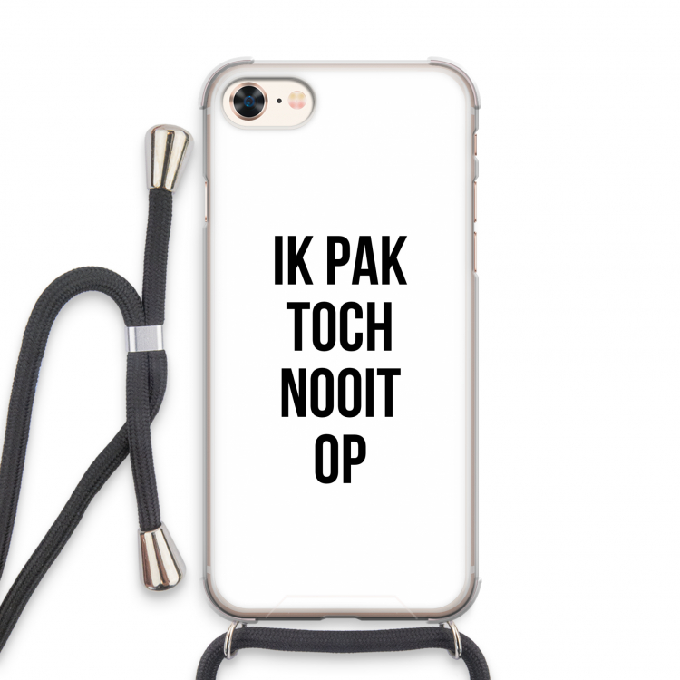 Ik pak nooit op: iPhone 7 Transparant Hoesje met koord