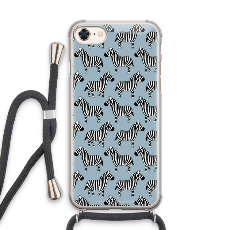 Zebra: iPhone 7 Transparant Hoesje met koord
