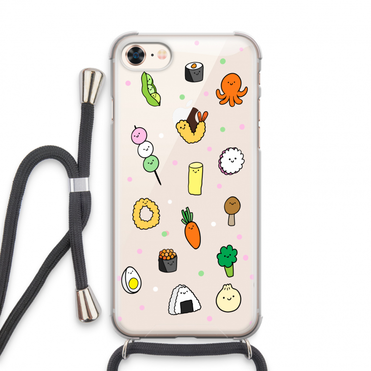 Happy bento friends: iPhone 7 Transparant Hoesje met koord