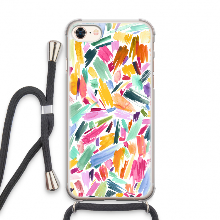 Watercolor Brushstrokes: iPhone 7 Transparant Hoesje met koord