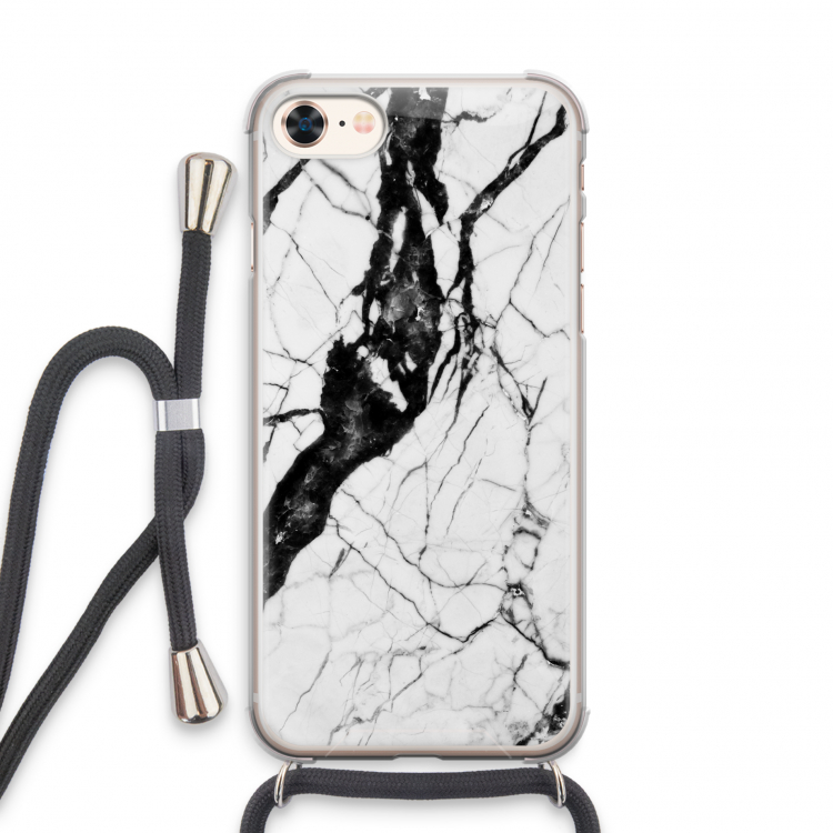 Witte marmer 2: iPhone 7 Transparant Hoesje met koord