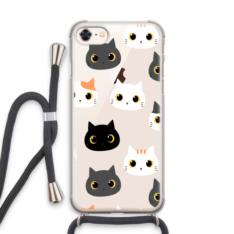 Katten: iPhone 7 Transparant Hoesje met koord