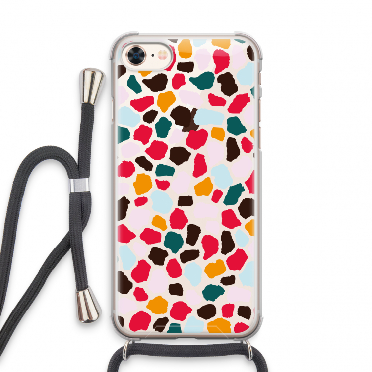 Colored Giraffe: iPhone 7 Transparant Hoesje met koord