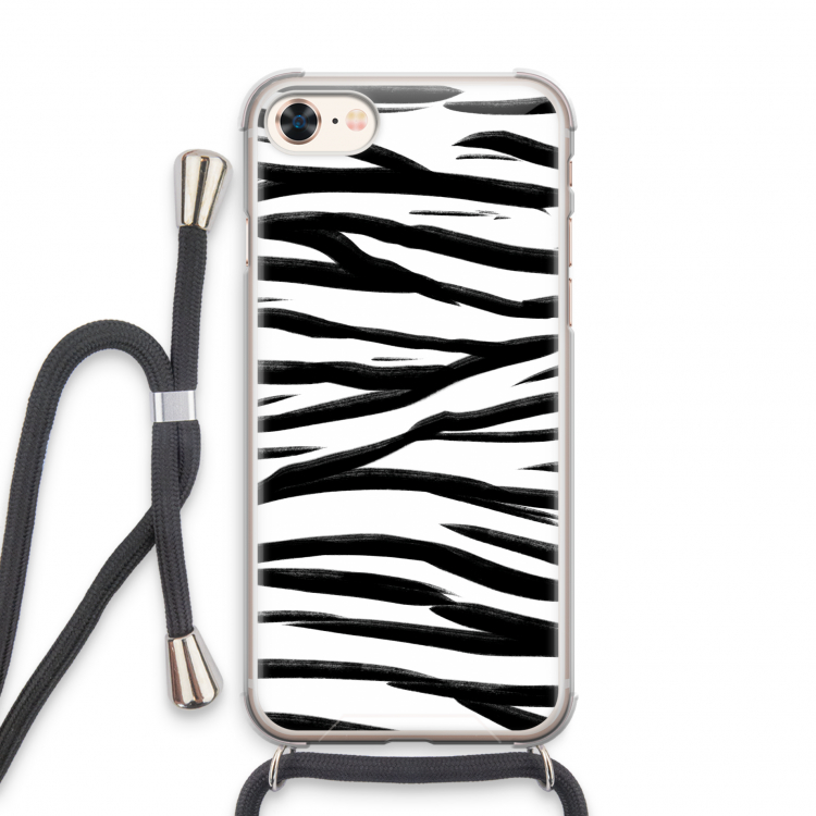Zebra pattern: iPhone 7 Transparant Hoesje met koord