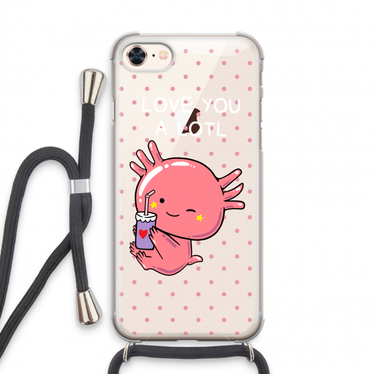Love You A Lotl: iPhone 7 Transparant Hoesje met koord