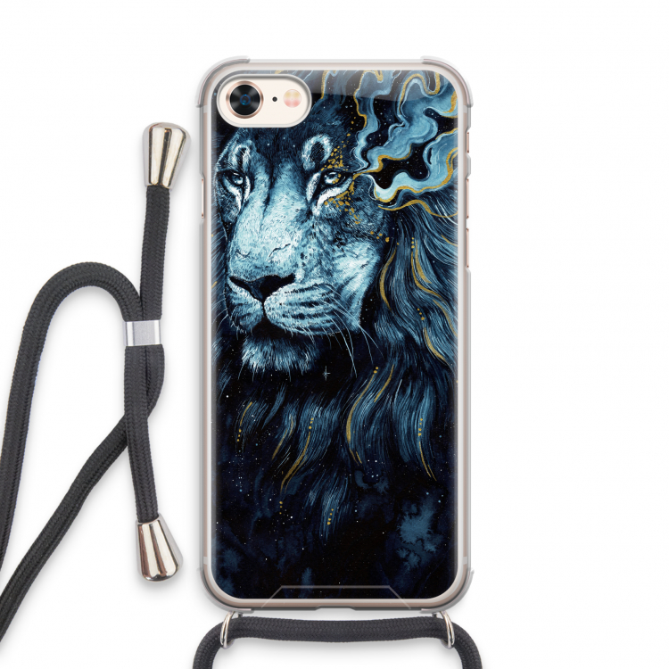 Darkness Lion: iPhone 7 Transparant Hoesje met koord