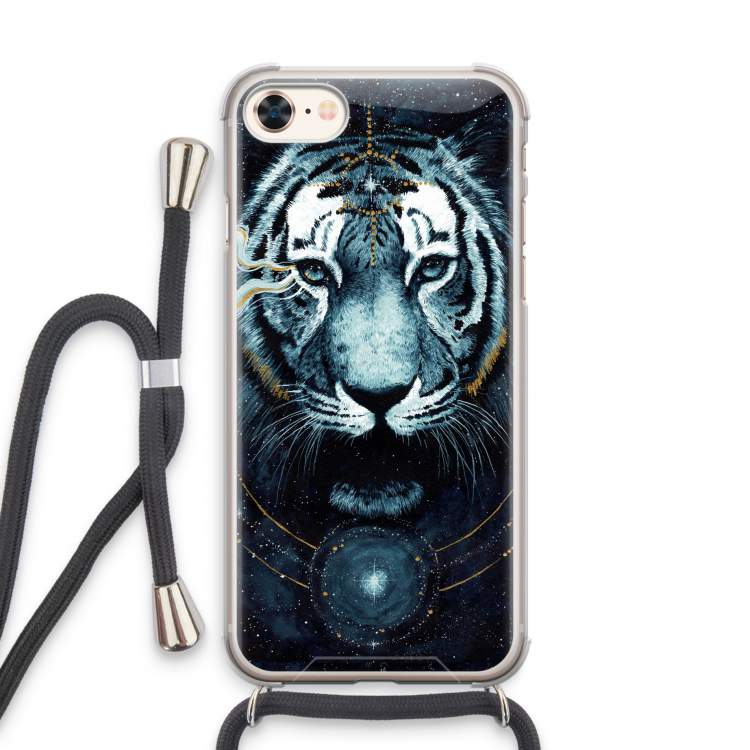 Darkness Tiger: iPhone 7 Transparant Hoesje met koord