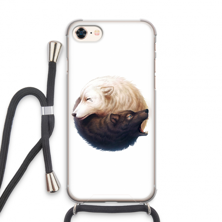 Yin Yang Wolves: iPhone 7 Transparant Hoesje met koord
