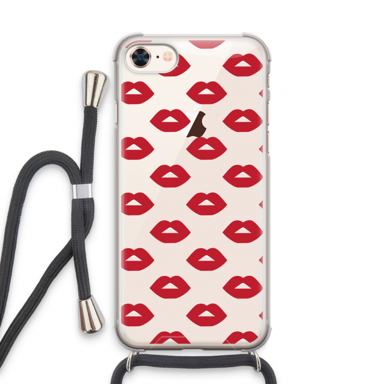 Lips: iPhone 7 Transparant Hoesje met koord