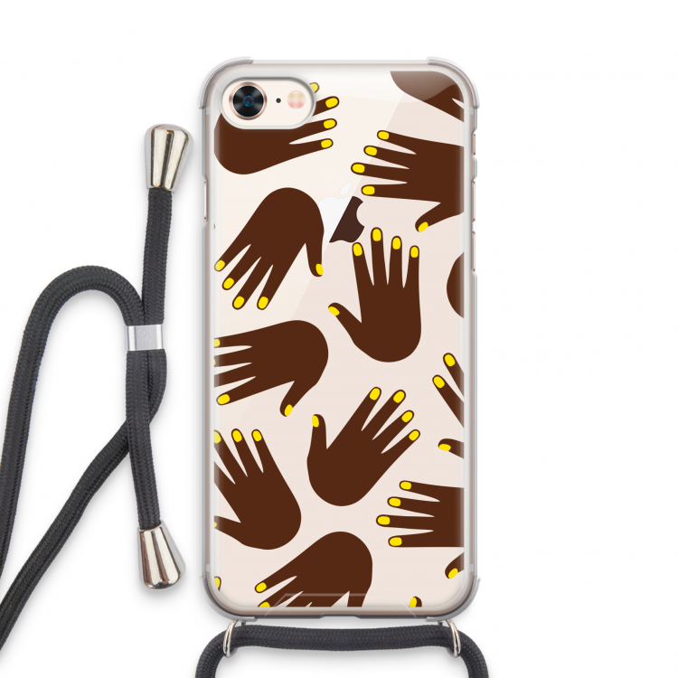 Hands dark: iPhone 7 Transparant Hoesje met koord