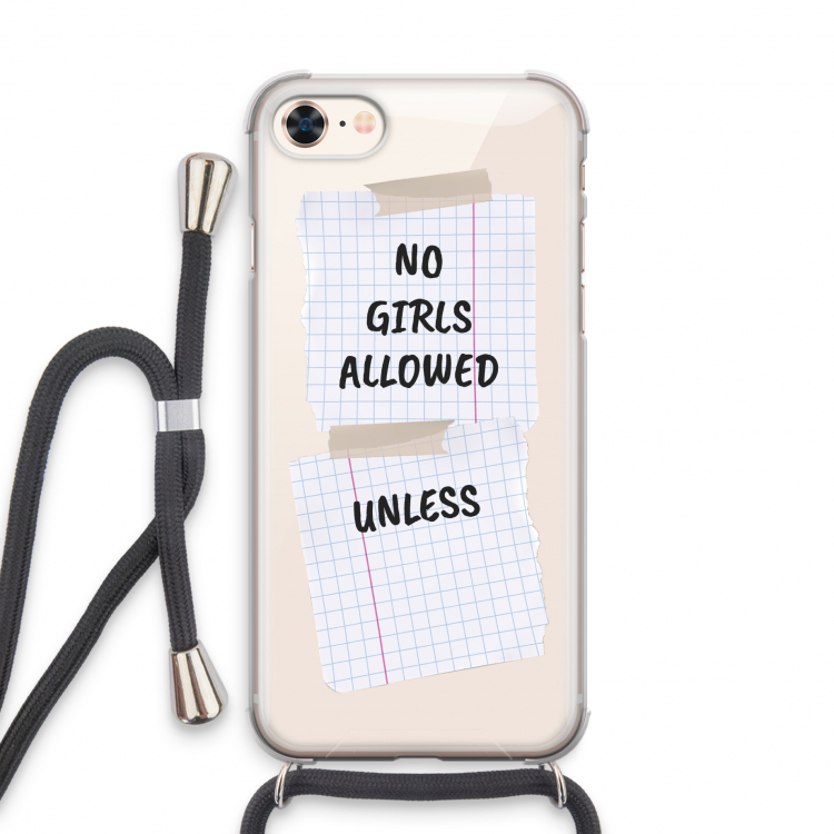 No Girls Allowed Unless: iPhone 7 Transparant Hoesje met koord