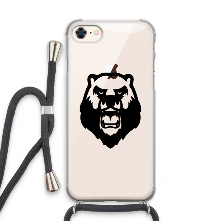Angry Bear (black): iPhone 7 Transparant Hoesje met koord