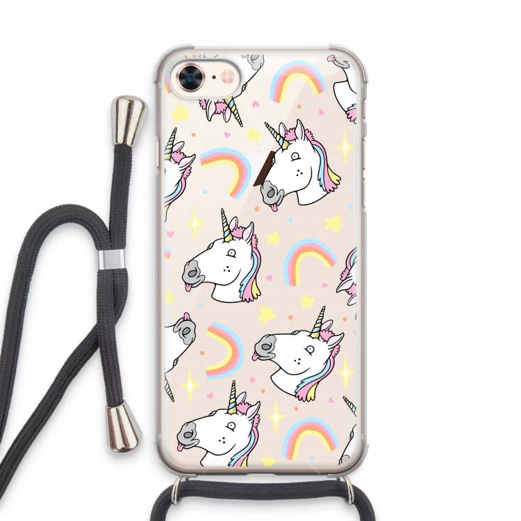 Rainbow Unicorn: iPhone 7 Transparant Hoesje met koord