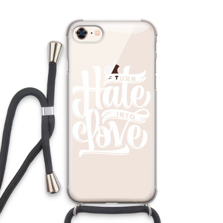 Turn hate into love: iPhone 7 Transparant Hoesje met koord