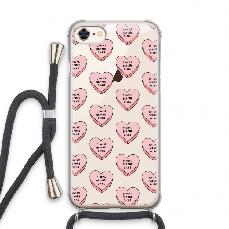 Chicks before dicks: iPhone 7 Transparant Hoesje met koord