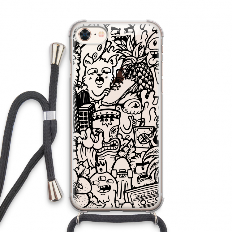 Vexx Black Mixtape: iPhone 7 Transparant Hoesje met koord