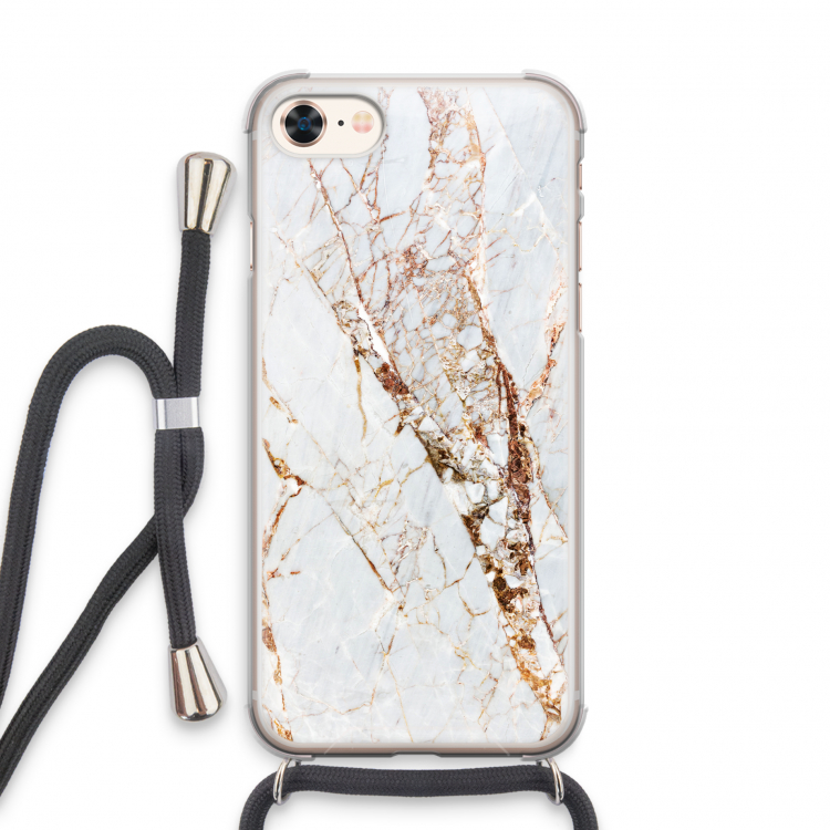 Goud marmer: iPhone 7 Transparant Hoesje met koord