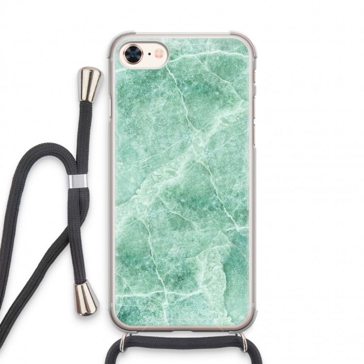 Groen marmer: iPhone 7 Transparant Hoesje met koord