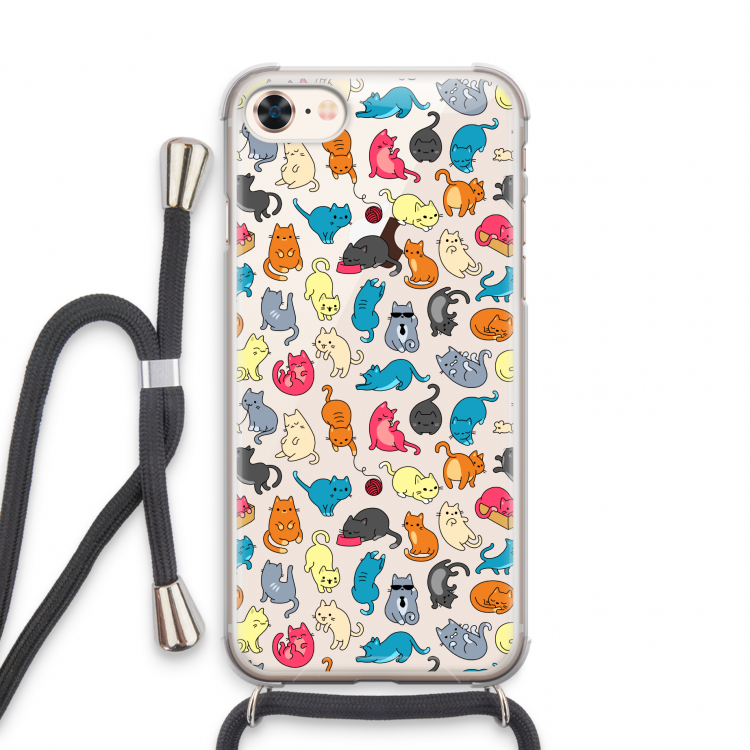 Kleurrijke katten: iPhone 7 Transparant Hoesje met koord