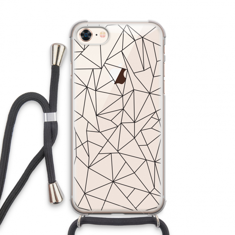 Geometrische lijnen zwart: iPhone 7 Transparant Hoesje met koord