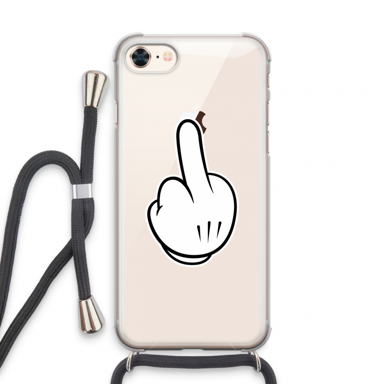 Middle finger white: iPhone 7 Transparant Hoesje met koord
