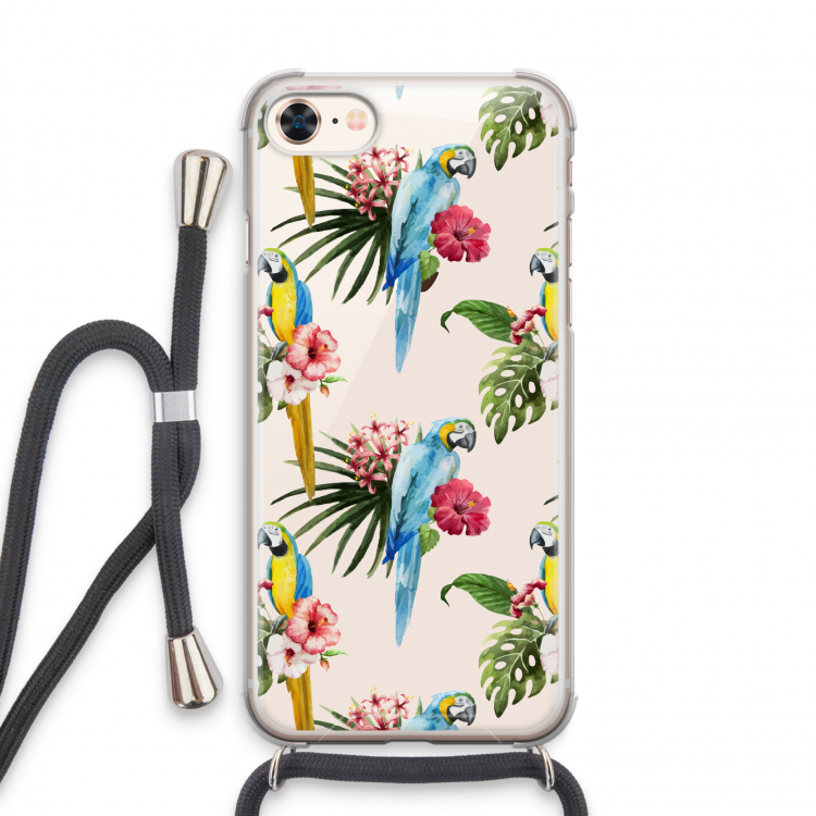 Kleurrijke papegaaien: iPhone 7 Transparant Hoesje met koord