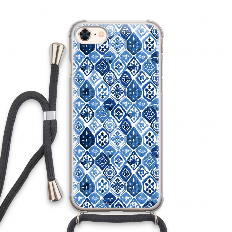 Blauw motief: iPhone 7 Transparant Hoesje met koord