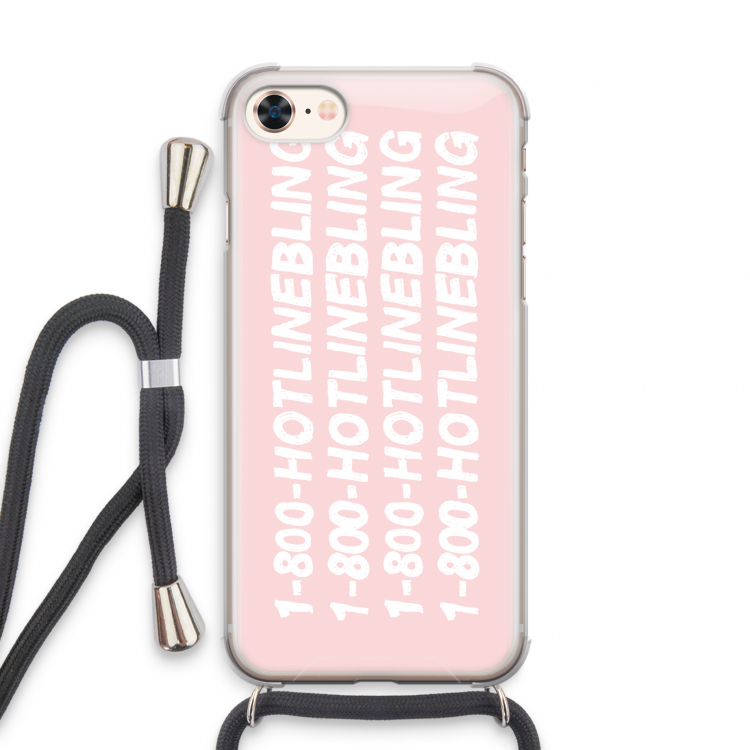 Hotline bling pink: iPhone 7 Transparant Hoesje met koord